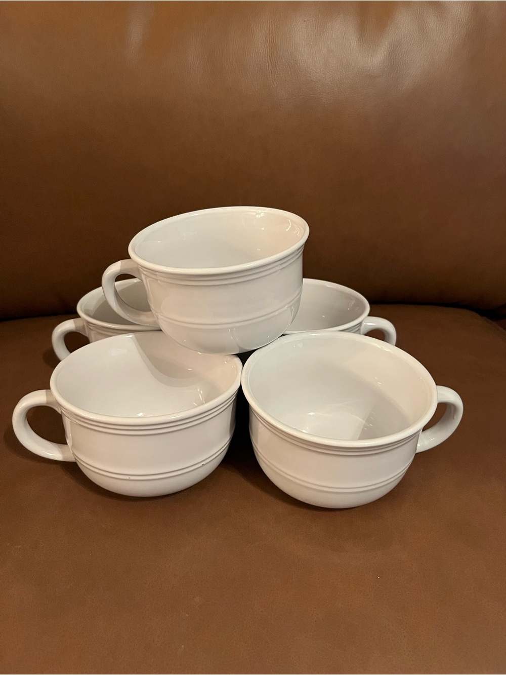 Arctic White Pattern Soup Mugs by Mainstays- Set of 6